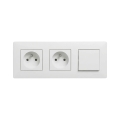 Legrand - Tomada dupla residencial e interruptor unipolar n.º 1 com moldura NILOE STEP 250V branco
