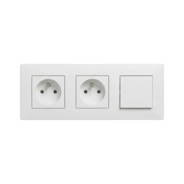 Legrand - Tomada dupla residencial e interruptor unipolar n.º 1 com moldura NILOE STEP 250V branco