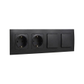 Legrand - Tomada dupla residencial SCHUKO e interruptor duplo unipolar n.º 1 com moldura NILOE 250 V, preto