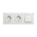 Legrand - Tomada dupla residencial SCHUKO e interruptor unipolar n.º 1 com moldura NILOE 250V branca
