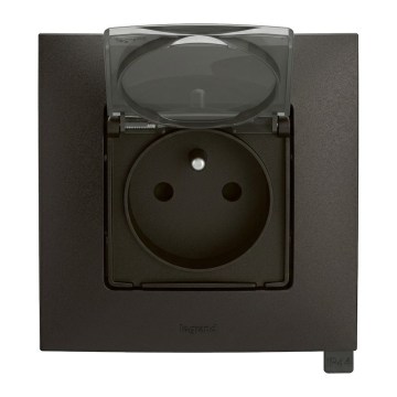 Legrand - Tomada exterior para uso doméstico com moldura NILOE 250V IP44 preta