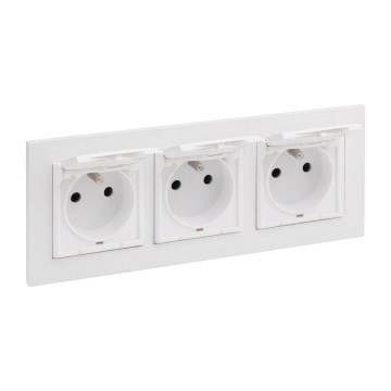 Legrand - Tomada exterior tripla para uso doméstico com moldura NILOE STEP 250V IP44 branca