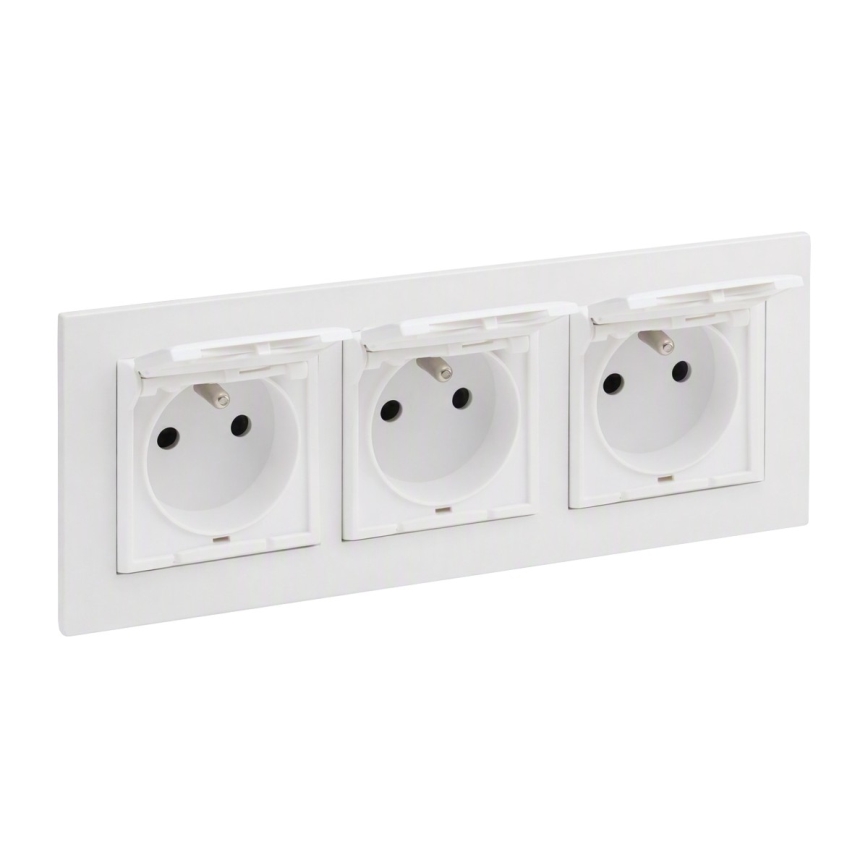 Legrand - Tomada exterior tripla para uso doméstico com moldura NILOE STEP 250V IP44 branca