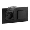 Legrand - Tomada residencial e interruptor unipolar n.º 1 com moldura NILOE 250V preto