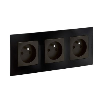 Legrand - Tomada tripla doméstica com moldura NILOE 250V preta