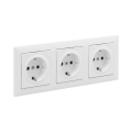 Legrand - Tomada tripla doméstica SCHUKO com moldura SUNO 250V branca