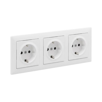 Legrand - Tomada tripla doméstica SCHUKO com moldura SUNO 250V branca