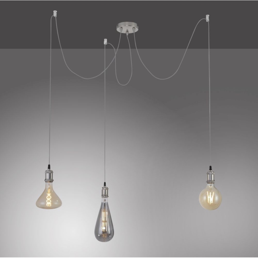 Leuchten Direkt 13571-55 - Candeeiro suspenso DIY 3xE27/60W/230V aranha cromado mate