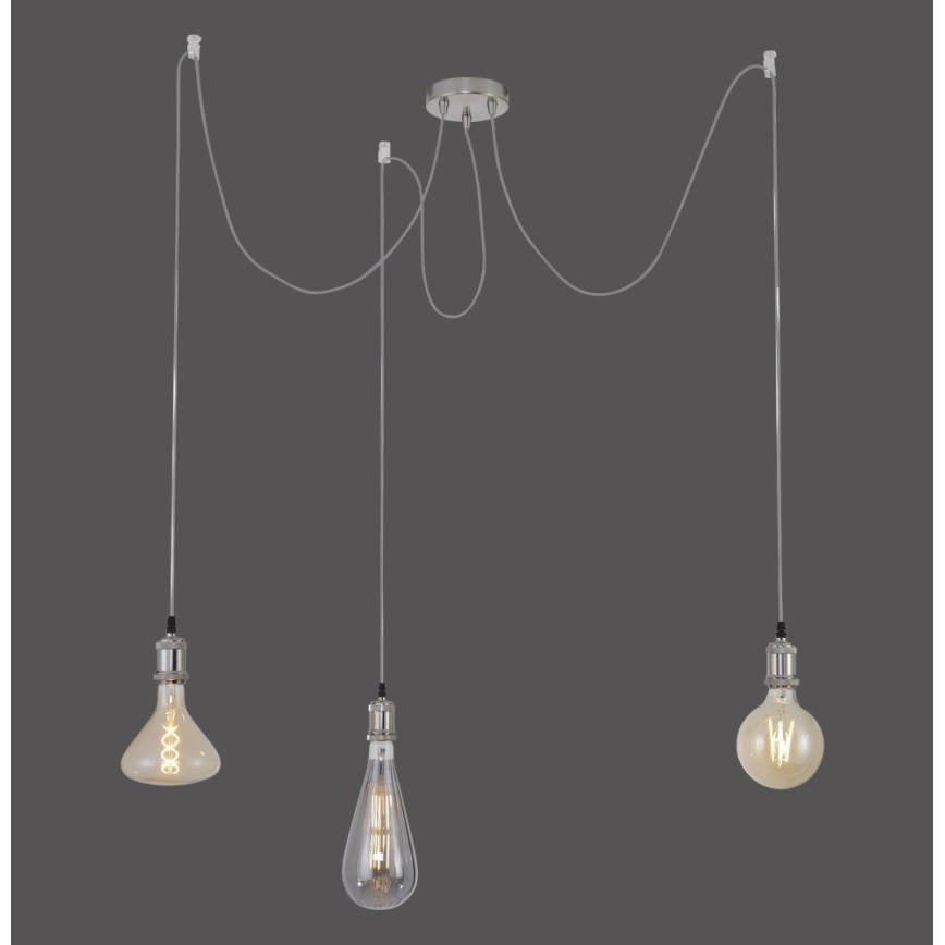 Leuchten Direkt 13571-55 - Candeeiro suspenso DIY 3xE27/60W/230V aranha cromado mate