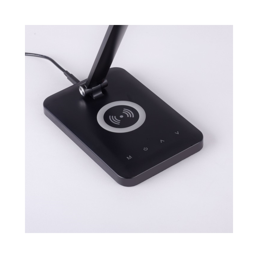 Leuchten Direkt 14415-16 - Candeeiro de mesa tácil LED com regulação e carregamento sem fios FLORENTINA LED/5W/230V 3000-5000K preto + USB