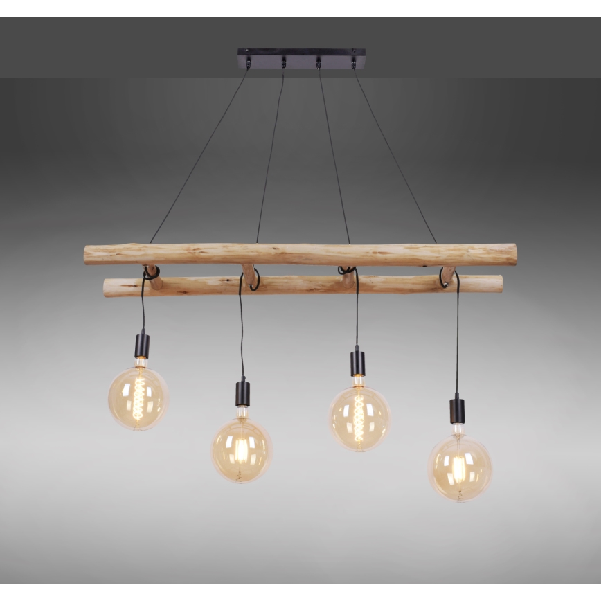 Leuchten Direkt 15025-18 - Candelabro suspenso EDGAR 4xE27/60W/230V eucalipto