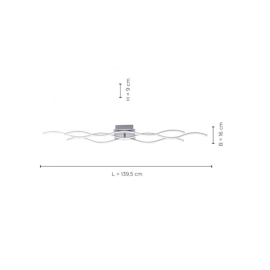 Leuchten Direkt 15167-55 - Candeeiro de tecto sobreposto LED WAWE 2xLED/12,5W/230V+LED/17W cromado mate