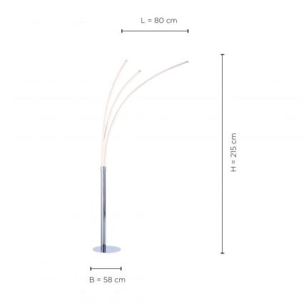 Leuchten Direkt 15383-55 - Candeeiro de chão LED MAJA 3xLED/6W/230V cromado brilhante