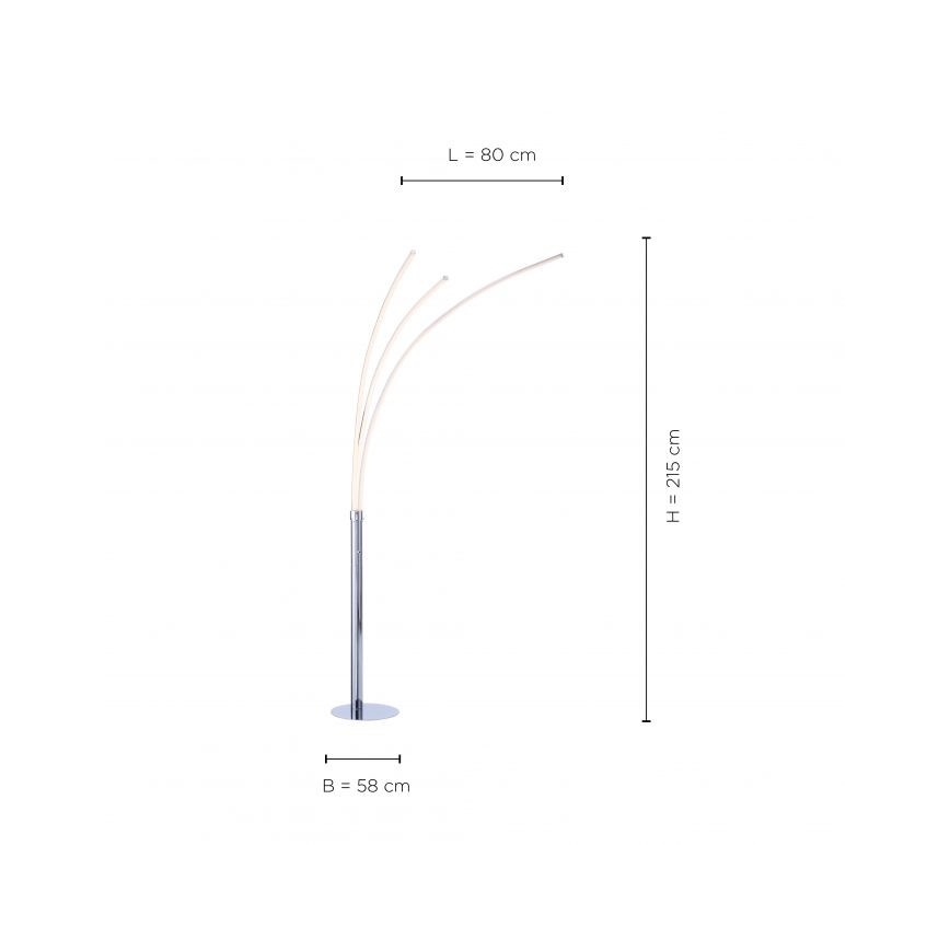 Leuchten Direkt 15383-55 - Candeeiro de chão LED MAJA 3xLED/6W/230V cromado brilhante