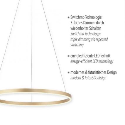 Leuchten Direkt 15394-60 - Candelabro suspenso LED com regulação RITUS LED/28W/230V latão