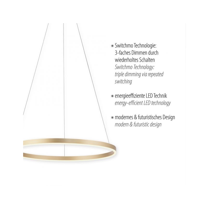 Leuchten Direkt 15394-60 - Candelabro suspenso LED com regulação RITUS LED/28W/230V latão