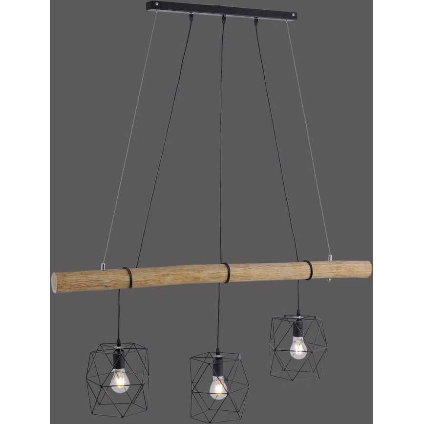 Leuchten Direkt 15503-18 - Candelabro suspenso EDGAR 3xE27/60W/230V eucalipto