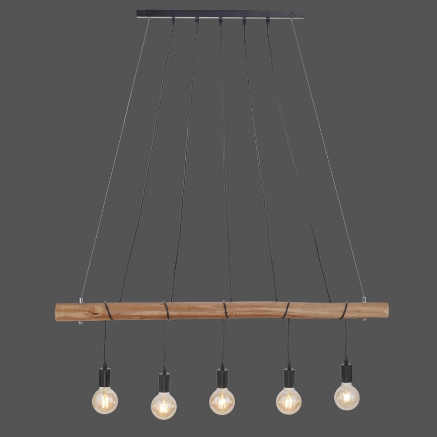 Leuchten Direkt 15515-18 - Candelabro suspenso DAMIAN 5xE27/60W/230V eucalipto