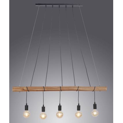 Leuchten Direkt 15515-18 - Candelabro suspenso DAMIAN 5xE27/60W/230V eucalipto