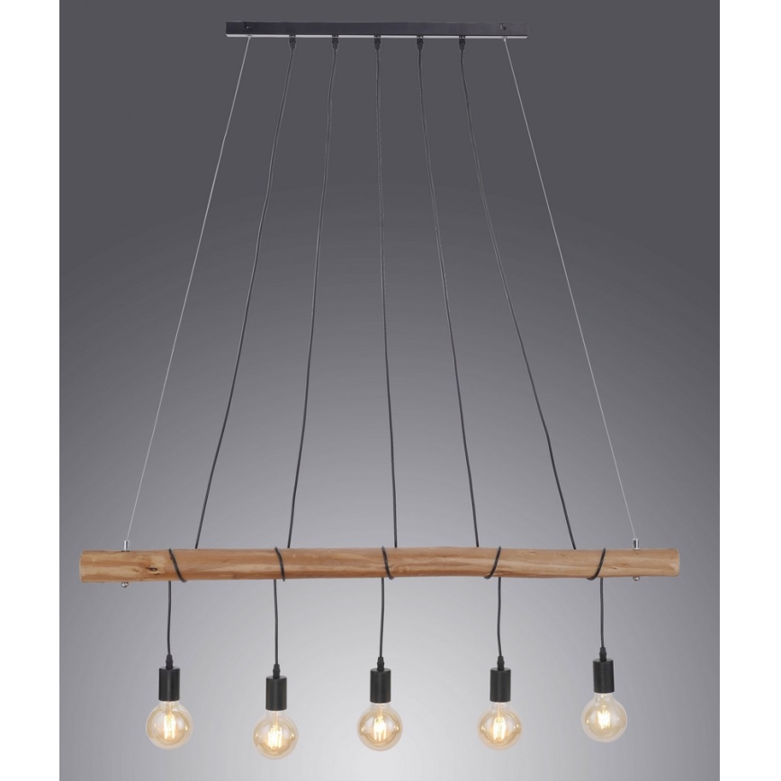 Leuchten Direkt 15515-18 - Candelabro suspenso DAMIAN 5xE27/60W/230V eucalipto