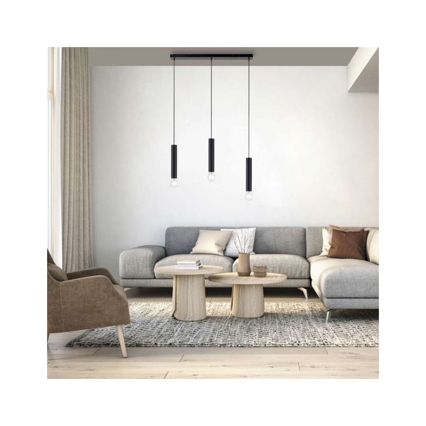 Leuchten Direkt 15618-18 - Candelabro suspenso BRUNA 3xE27/60W/230V preto