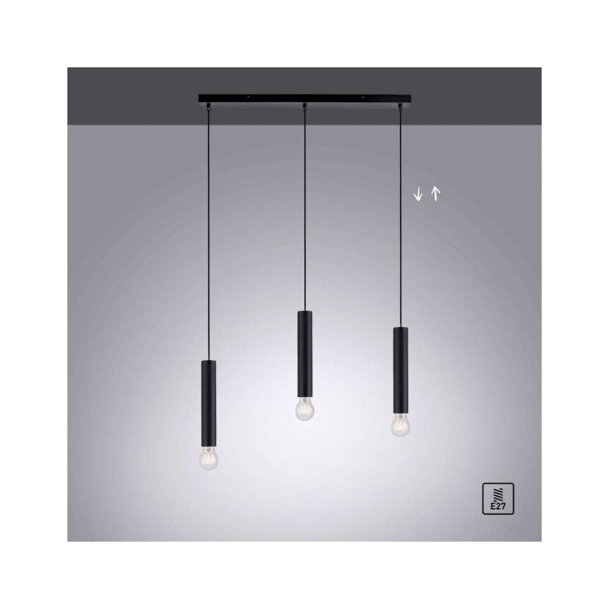 Leuchten Direkt 15618-18 - Candelabro suspenso BRUNA 3xE27/60W/230V preto