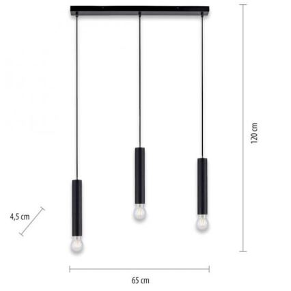 Leuchten Direkt 15618-18 - Candelabro suspenso BRUNA 3xE27/60W/230V preto