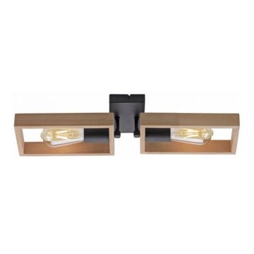 Leuchten Direkt 15657-18 - Candelabro integrado FRANKY 2xE27/60W/230V acácia