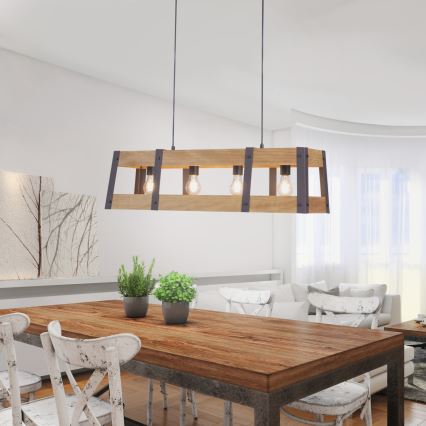 Leuchten Direkt 15721-79 - Candelabro num fio CRATE 4xE27/60W/230V