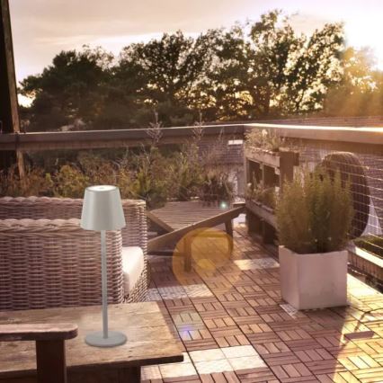 Leuchten Direkt 19250-40 - Lâmpada de mesa recarregável LED exterior regulável EURIA LED/3W/5V 2600 mAh IP54 cinza