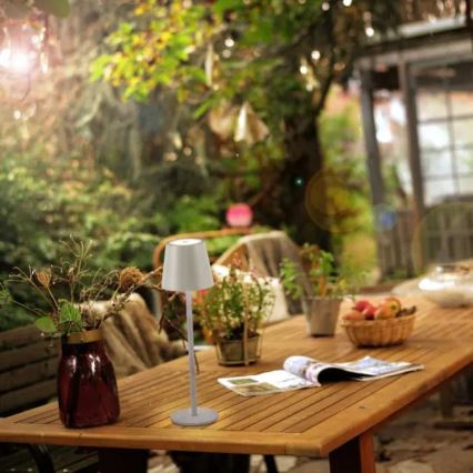 Leuchten Direkt 19250-40 - Lâmpada de mesa recarregável LED exterior regulável EURIA LED/3W/5V 2600 mAh IP54 cinza