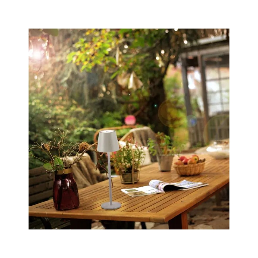 Leuchten Direkt 19250-40 - Lâmpada de mesa recarregável LED exterior regulável EURIA LED/3W/5V 2600 mAh IP54 cinza