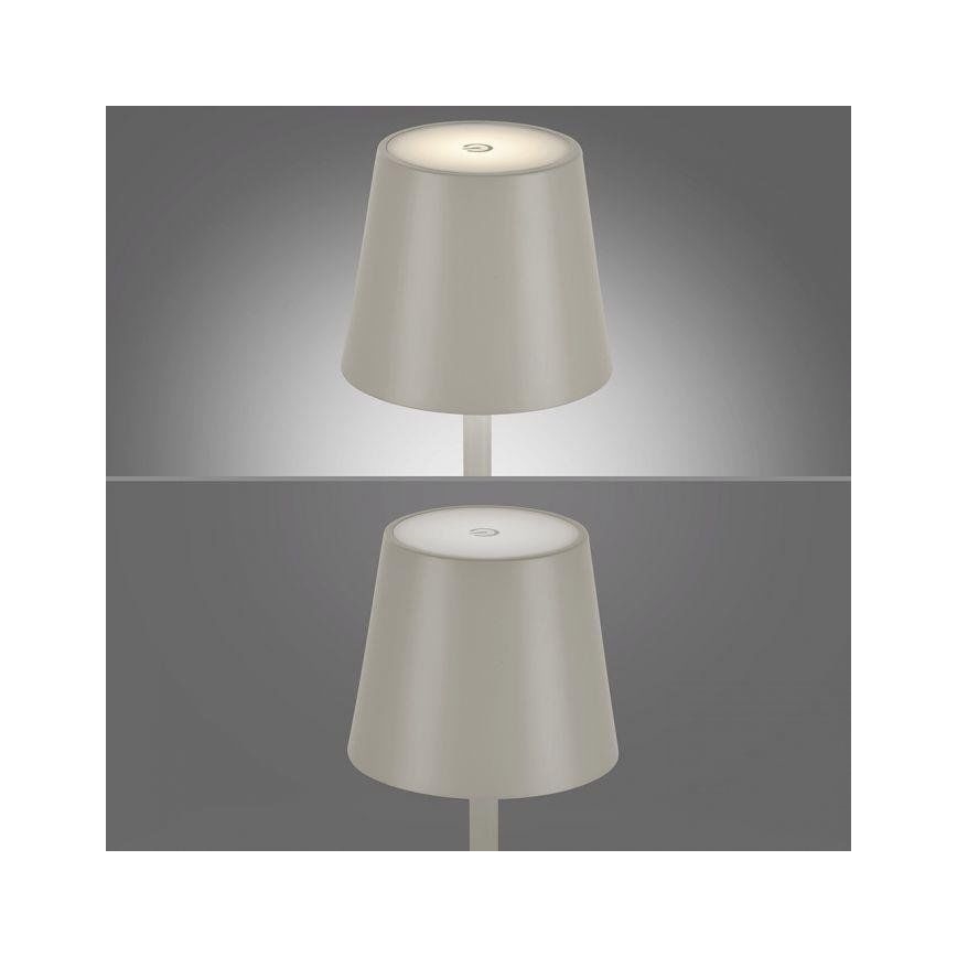 Leuchten Direkt 19250-40 - Lâmpada de mesa recarregável LED exterior regulável EURIA LED/3W/5V 2600 mAh IP54 cinza