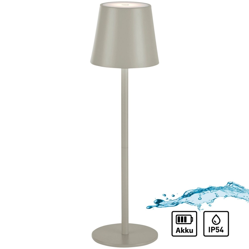 Leuchten Direkt 19250-40 - Lâmpada de mesa recarregável LED exterior regulável EURIA LED/3W/5V 2600 mAh IP54 cinza