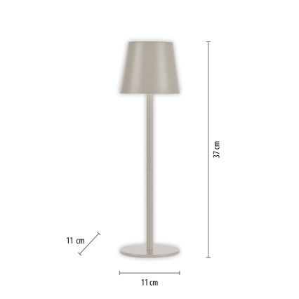 Leuchten Direkt 19250-40 - Lâmpada de mesa recarregável LED exterior regulável EURIA LED/3W/5V 2600 mAh IP54 cinza