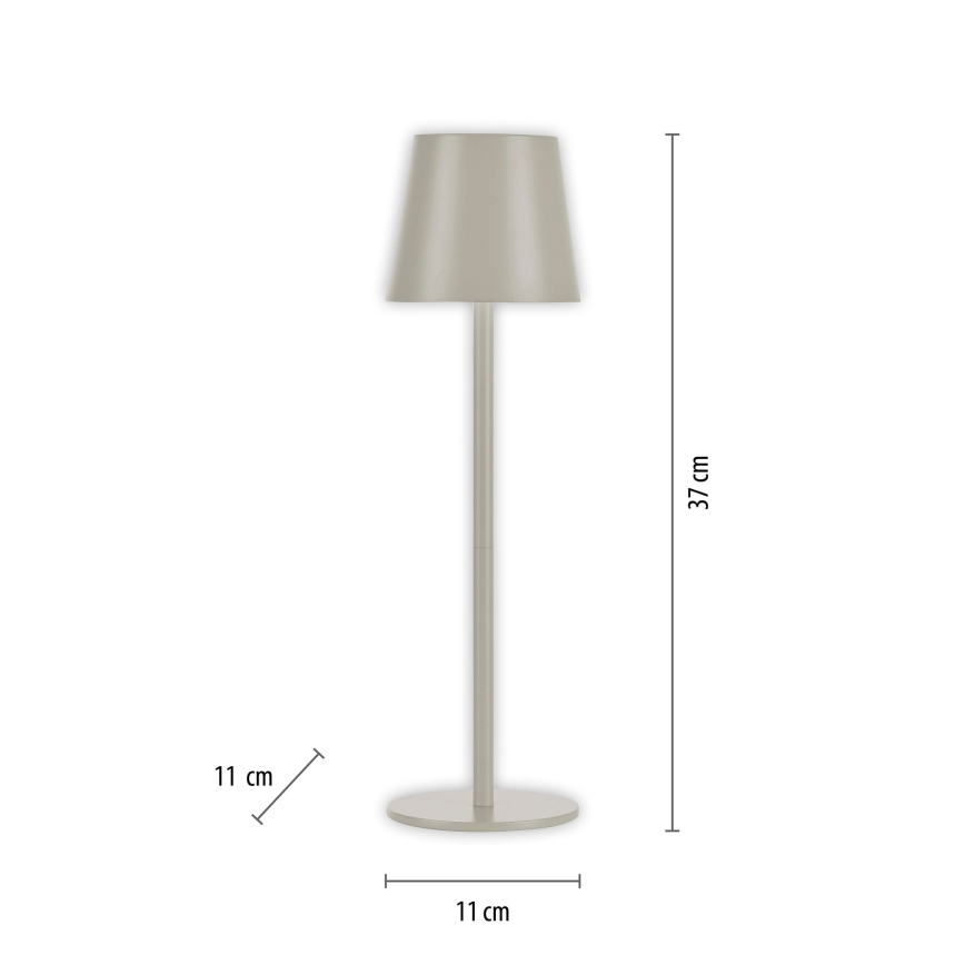 Leuchten Direkt 19250-40 - Lâmpada de mesa recarregável LED exterior regulável EURIA LED/3W/5V 2600 mAh IP54 cinza