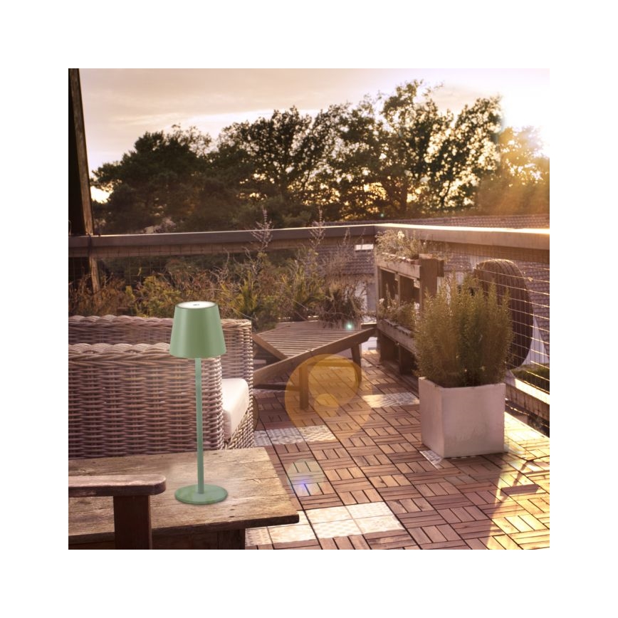 Leuchten Direkt 19250-43 - LED Candeeiro de mesa exterior recarregável com regulação EURIA LED/3W/5V IP54 verde