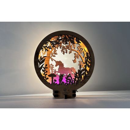 Li-Go 23568/DUB2 - Luminária decorativa de mesa LED dimerizável LED/12W/230V 20x22 cm carvalho/unicórnio