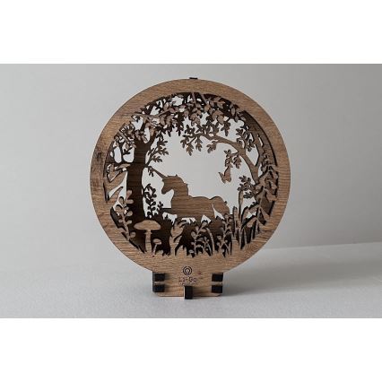 Li-Go 23568/DUB2 - Luminária decorativa de mesa LED dimerizável LED/12W/230V 20x22 cm carvalho/unicórnio