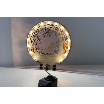Li-Go 23568/DUB2 - Luminária decorativa de mesa LED dimerizável LED/12W/230V 20x22 cm carvalho/unicórnio