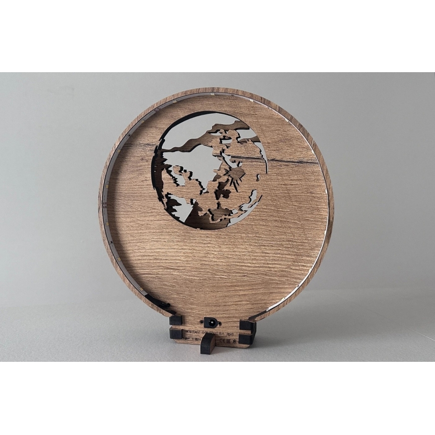 Li-Go 23574/DUB2 - Luminária decorativa de mesa LED regulável LED/12W/230V 20x22 cm carvalho/Lobo e lua