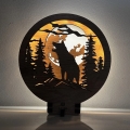 Li-Go 23574/DUB2 - Luminária decorativa de mesa LED regulável LED/12W/230V 20x22 cm carvalho/Lobo e lua