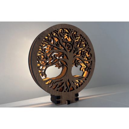 Li-Go 23577/DUB2 - Luminária de mesa decorativa LED regulável LED/12W/230V 20x22 cm carvalho/Árvore da Vida