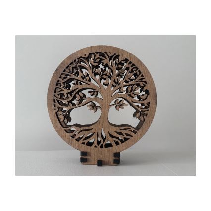 Li-Go 23577/DUB2 - Luminária de mesa decorativa LED regulável LED/12W/230V 20x22 cm carvalho/Árvore da Vida