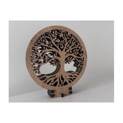 Li-Go 23577/DUB2 - Luminária de mesa decorativa LED regulável LED/12W/230V 20x22 cm carvalho/Árvore da Vida