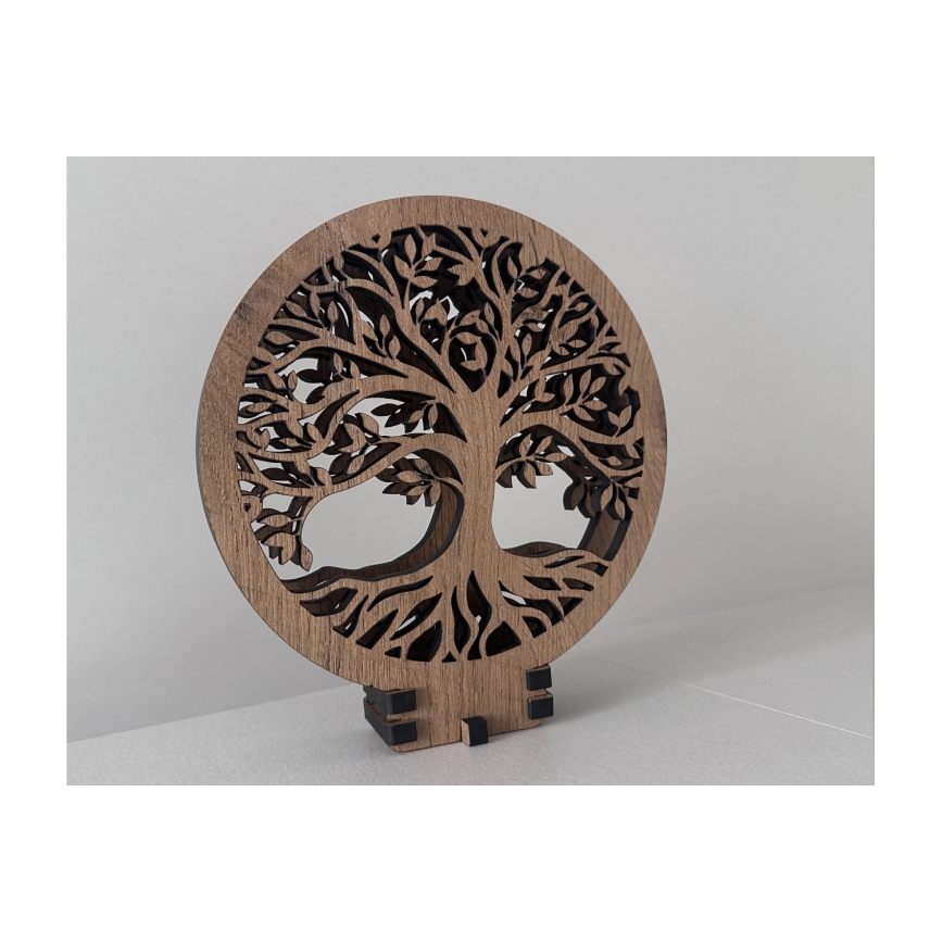 Li-Go 23577/DUB2 - Luminária de mesa decorativa LED regulável LED/12W/230V 20x22 cm carvalho/Árvore da Vida