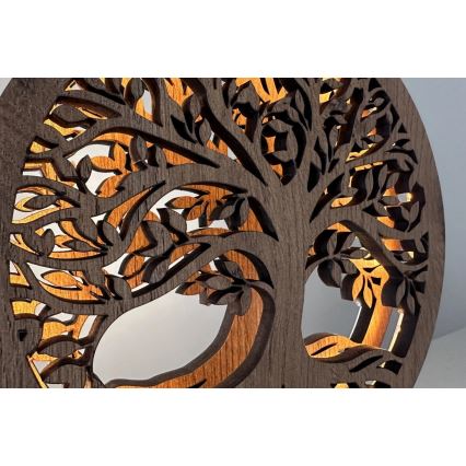 Li-Go 23577/DUB2 - Luminária de mesa decorativa LED regulável LED/12W/230V 20x22 cm carvalho/Árvore da Vida