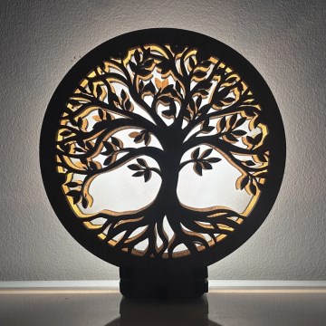 Li-Go 23577/DUB2 - Luminária de mesa decorativa LED regulável LED/12W/230V 20x22 cm carvalho/Árvore da Vida