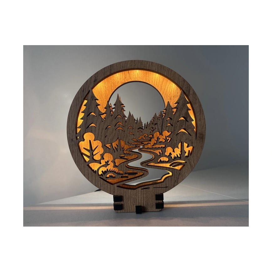 Li-Go 23580/DUB2 - Luminária de mesa decorativa LED dimerizável LED/12W/230V 20x22 cm carvalho/Na floresta