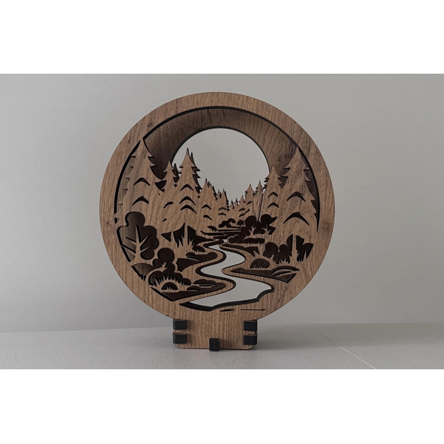 Li-Go 23580/DUB2 - Luminária de mesa decorativa LED dimerizável LED/12W/230V 20x22 cm carvalho/Na floresta